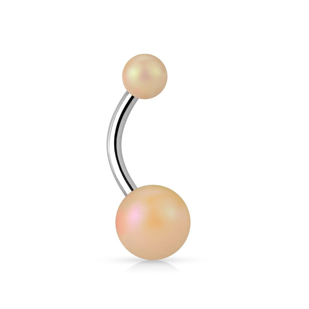 Bauchnabelpiercing Matter PERL-Effekt 1,6mm 10mm Nabelpiercing Chirurgenstahl Bananabell Acryl Silber viele Farben