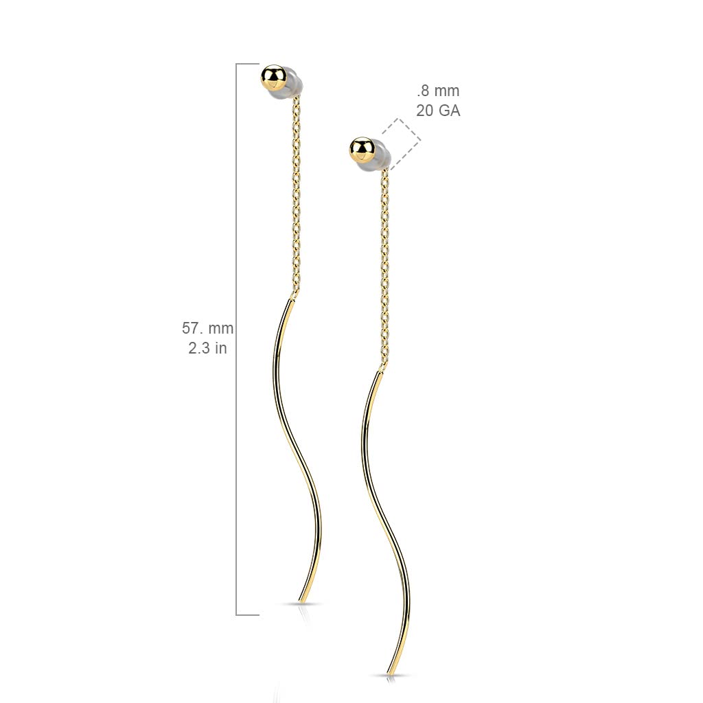 1 Paar Damen Ohrringe Durchzieher Kugel Wellen-Anhänger Ohrringe Ohrstecker Chirurgenstahl Silber Gold Roségold