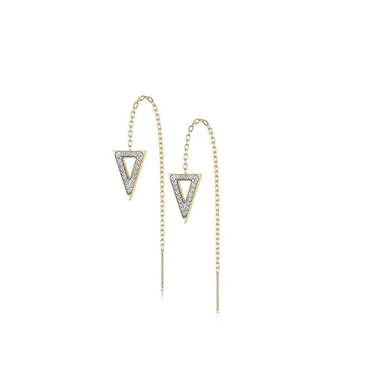 1 Paar Damen Ohrringe Durchzieher Kristall Pavé Clear Dreieck-Anhänger Ohrringe Ohrstecker Chirurgenstahl Silber Gold Roségold