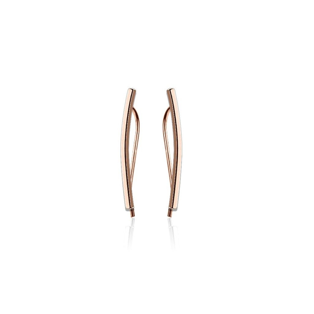 1 Paar Ohrklemmen gebogener BALKEN 23 x 2mm Set Ohrringe Ohrclip Ohrstecker Chirurgenstahl Silber Gold Roségold