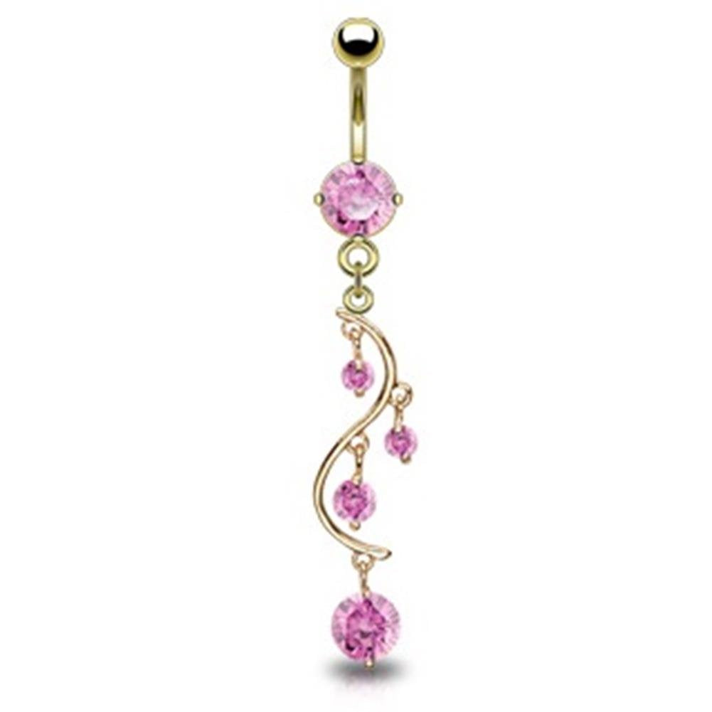 Bauchnabelpiercing Wein-Rebe Set 1,6mm 10mm Nabelpiercing Chirurgenstahl Bananabell Zirkonia 14 Karat Vergoldet Clear Pink Aqua