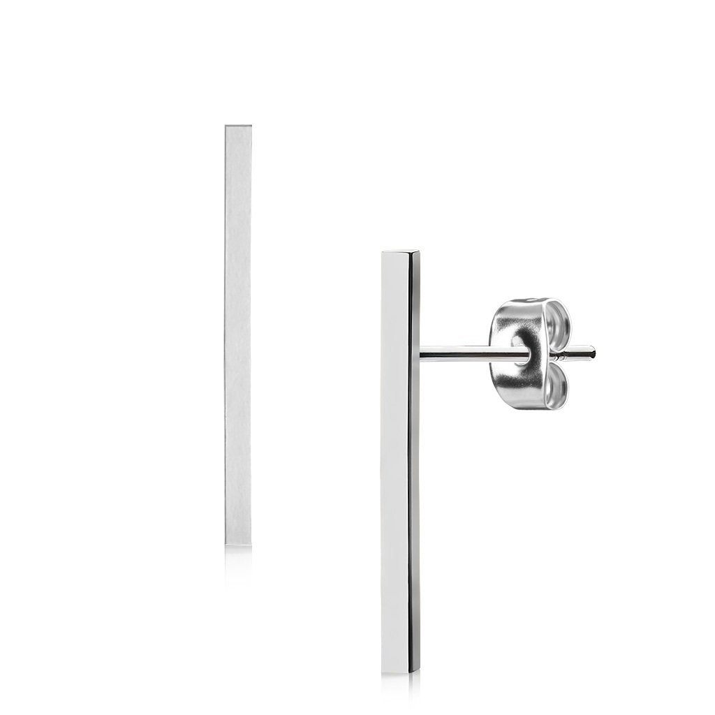 1 Paar Ohrringe Set Stecker Edelstahl Chirurgenstahl Glatt Lang Bar silber roségold gold