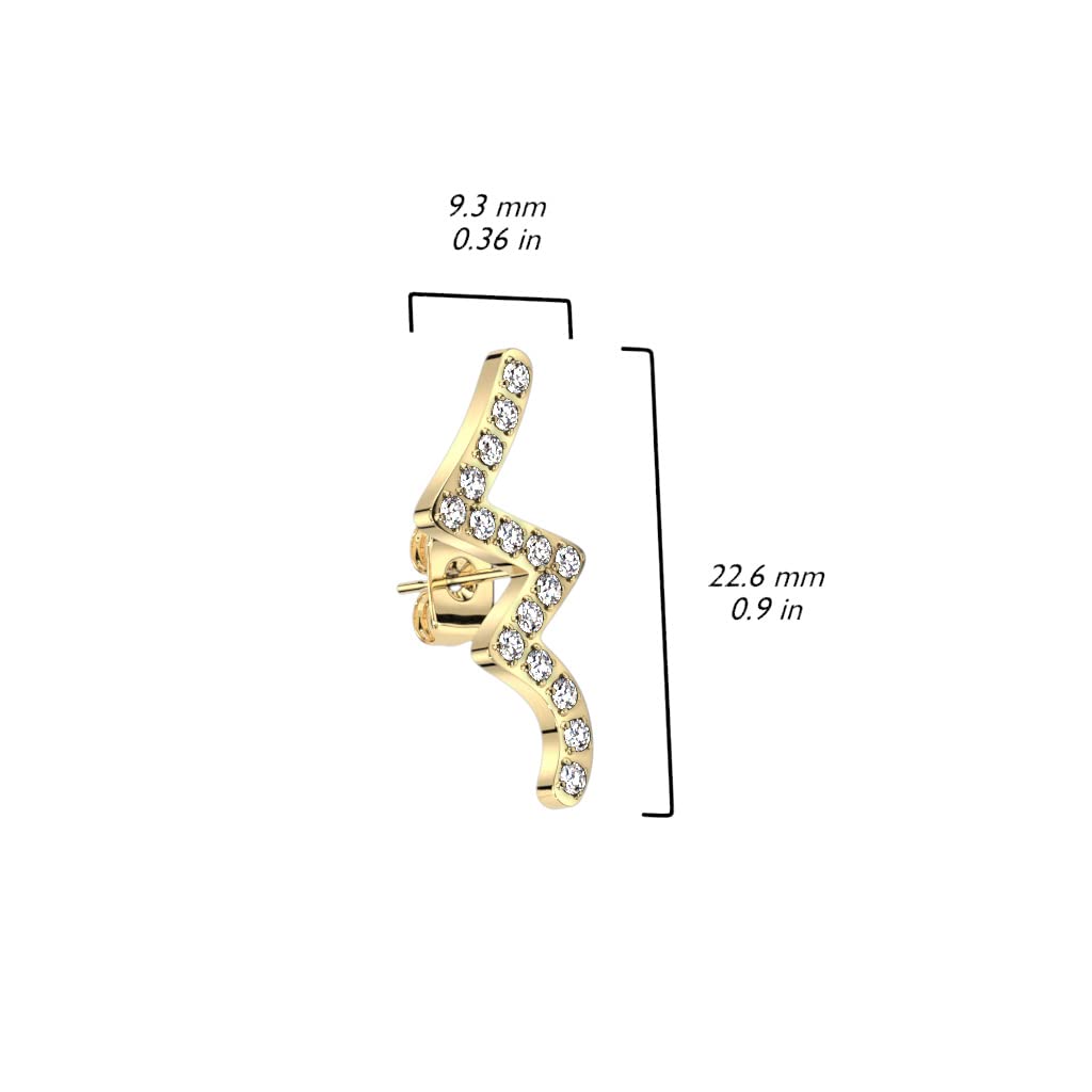 1 Paar Damen Ohrstecker Zirkonia Welle Clear Chirurgenstahl Ohrringe Ohrhänger Silber Gold