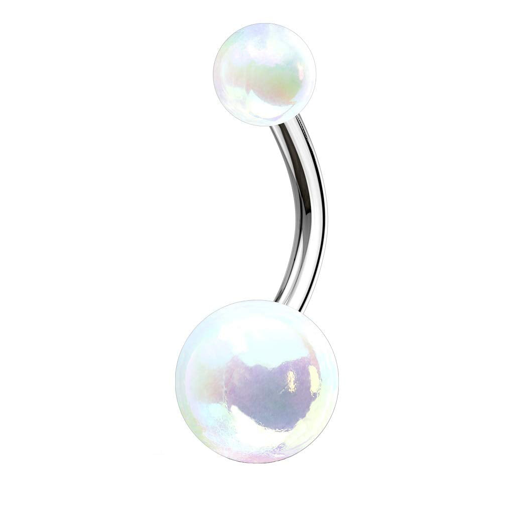Bauchnabelpiercing Metallic Kugeln Nabelpiercing Chirurgenstahl Bananabell Acryl Silber Lila Blau Pink Weiß Regenbogen Stab 1,6/10mm