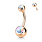 Bauchnabelpiercing Doppel-Kugel Irisierender Stein Nabelpiercing Chirurgenstahl Bananabell viele Farben Stab 1,6/10mm