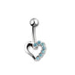 Bauchnabelpiercing 1,6mm 10mm Herz Nabelpiercing Edelstahl Chirurgenstahl Bananabell Zirkonia Silber Gold 14 Karat
