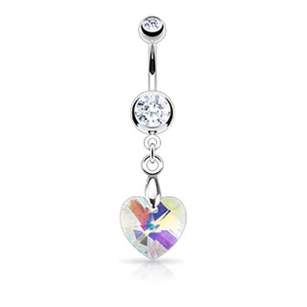 Bauchnabelpiercing 1,6mm 10mm Anhänger Herz Nabelpiercing Edelstahl Chirurgenstahl Bananabell Zirkonia Pink Clear Aurora