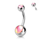 Bauchnabelpiercing Doppel-Kugel Irisierender Stein Nabelpiercing Chirurgenstahl Bananabell viele Farben Stab 1,6/10mm