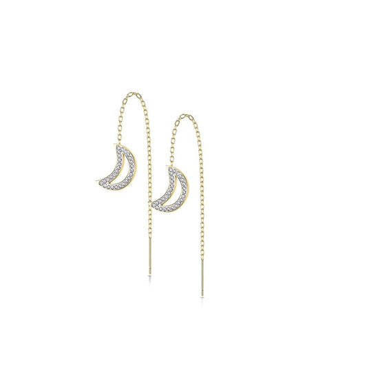 1 Paar Damen Ohrringe Durchzieher Kristall Pavé Clear Halbmond-Anhänger Ohrringe Ohrstecker Chirurgenstahl Silber Gold Roségold