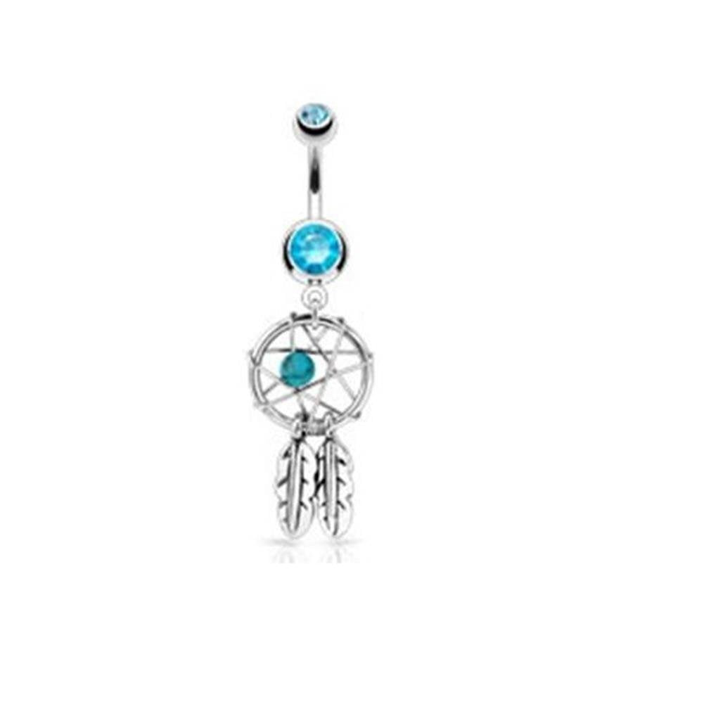 Bauchnabelpiercing 1,6mm 10mm Traumfänger Anhänger Nabelpiercing Chirurgenstahl Bananabell Zirkonia Silber viele Farben