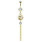 Bauchnabelpiercing Lange Anhänger Tropfen Blumen Rebe 1,6mm 10mm Stab Nabelpiercing Edelstahl Chirurgenstahl Bananabell Zirkonia