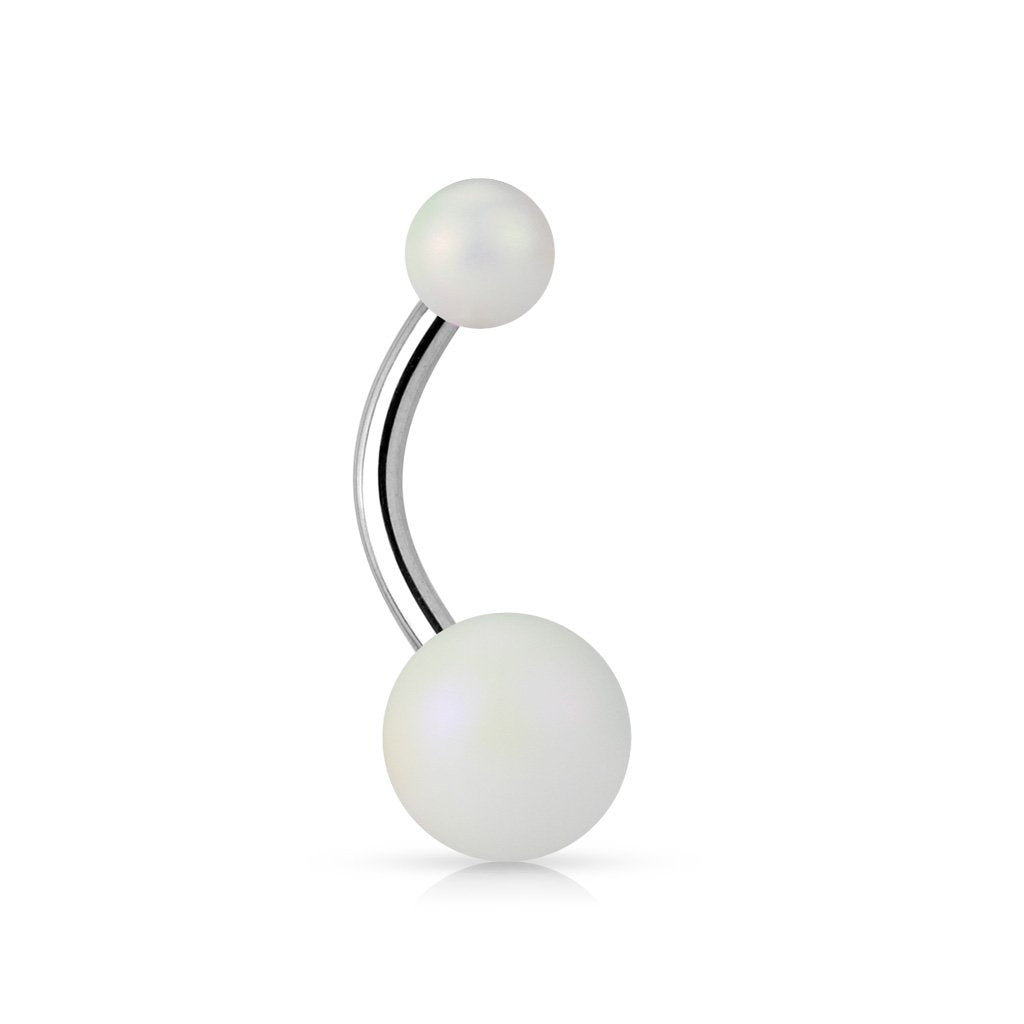 Bauchnabelpiercing Matter PERL-Effekt 1,6mm 10mm Nabelpiercing Chirurgenstahl Bananabell Acryl Silber viele Farben