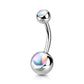 Bauchnabelpiercing Doppel-Kugel Irisierender Stein Nabelpiercing Chirurgenstahl Bananabell viele Farben Stab 1,6/10mm