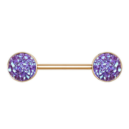 Brustwarzenpiercing Glitzer KRISTALL-Steine Brustpiercing Nippelpiercing Chirurgenstahl Roségold Multicolor Stab 1,6/14mm Stein 9mm
