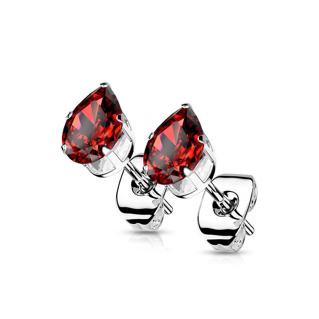 1 Paar Damen Ohrstecker Zirkonia Tränen-Tropfen Ohrringe Chirurgenstahl e viele Farben 3-7mm