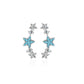 1 Paar Ohrklemmen funkelnde STERNE 21 x 3mm Set Damen Ohrringe Ohrclip Ohrstecker Chirurgenstahl Silber Clear Aqua