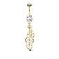 Bauchnabelpiercing Funkelnder Blatt-Anhänger 21mm Nabelpiercing Chirurgenstahl Bananabell Gold Silber Roségold Stab 1,6/10mm