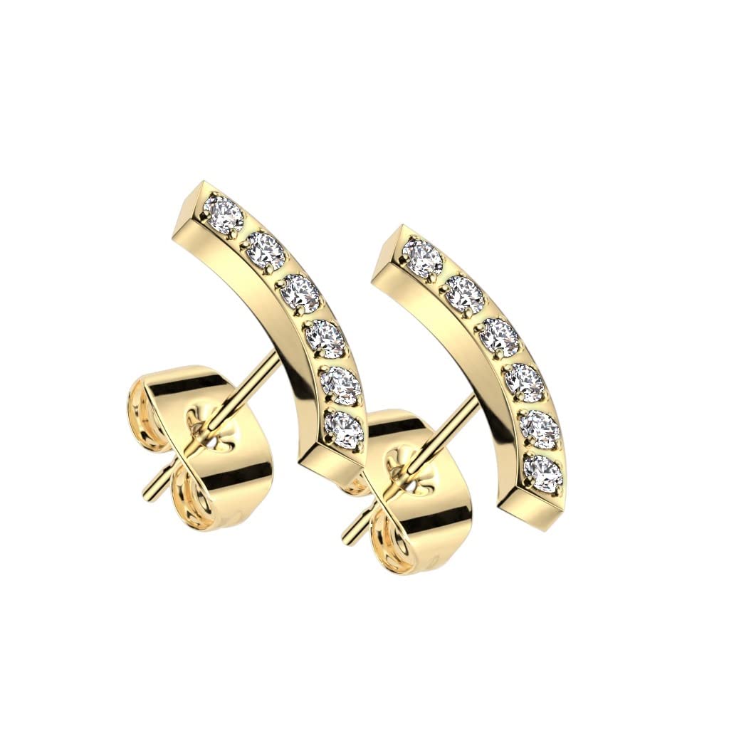 1 Paar Damen Ohrstecker Zirkonia Bogen Clear Chirurgenstahl Ohrringe Ohrhänger Silber Gold Roségold