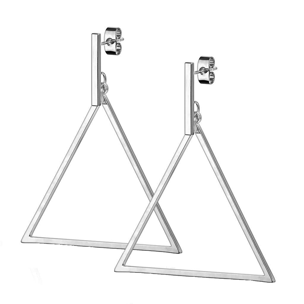 1 Paar Damen Ohrstecker Balken Anhänger Dreieck Ohrringe Chirurgenstahl Steckerverschluss Silber Gold