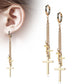 1 Paar Damen Creolen Ohr-Hänger 3 Kreuze Ketten-Anhänger Ohrringe Ohrstecker Silber Gold Schwarz Roségold