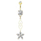 Bauchnabelpiercing Zirkonia Blumen-Anhänger Nabelpiercing Chirurgenstahl Bananabell Silber Gold Roségold Clear Stab 1,6/10mm