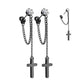 1 Paar Damen Ohrstecker Zirkonia Clear Ketten-Kreuz Anhänger Chirurgenstahl Ohrringe Ohrhänger Silber Gold Schwarz