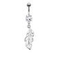 Bauchnabelpiercing Funkelnder Blatt-Anhänger 21mm Nabelpiercing Chirurgenstahl Bananabell Gold Silber Roségold Stab 1,6/10mm