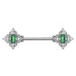 Brustwarzenpiercing Glitzer-Opal Blumen-Quadrat Brustpiercing Nippelpiercing Chirurgenstahl viele Farben Stab 1,6/14mm