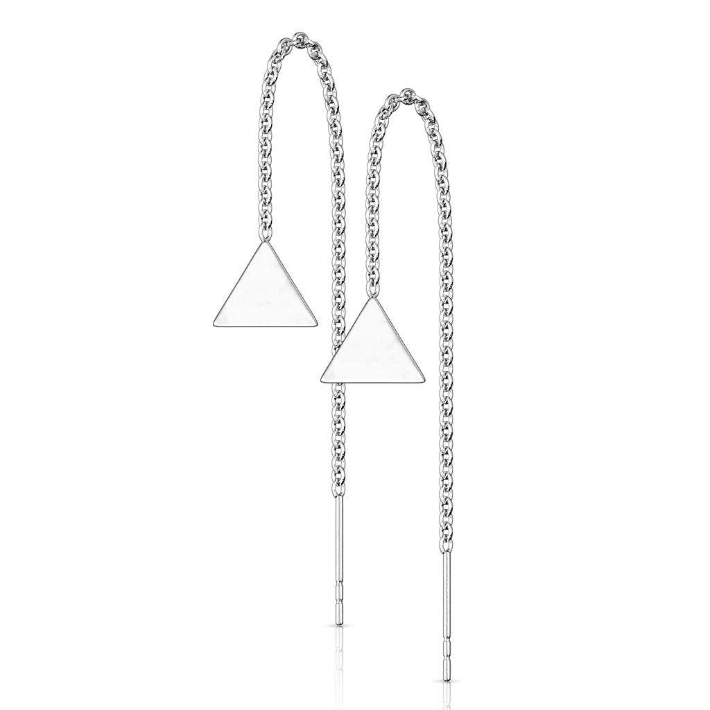 1 Paar Damen Ohrring Durchzieher Anhänger Dreieck Ohrringe Ohrstecker Chirurgenstahl Silber Gold Roségold