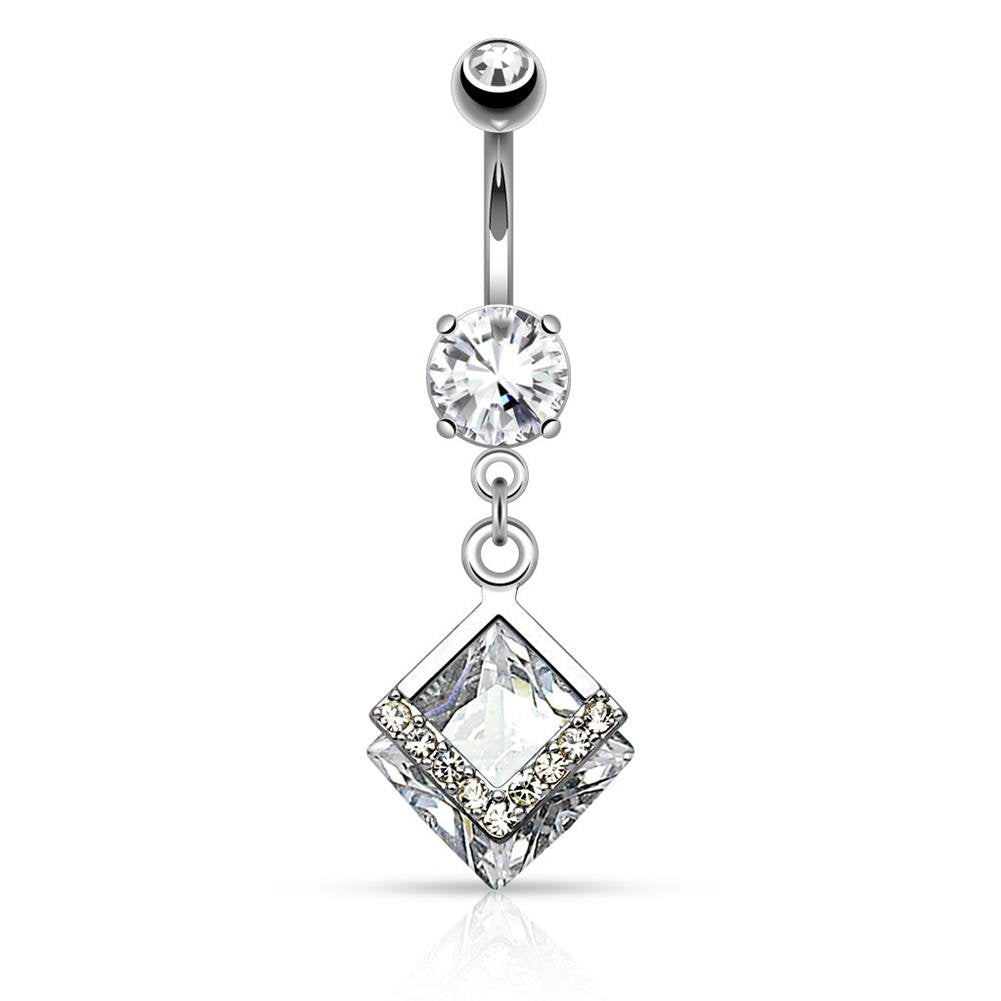 Bauchnabelpiercing 1,6mm 10mm Diamant Anhänger Nabelpiercing Edelstahl Chirurgenstahl Bananabell Zirkonia Silber Gold Roségold