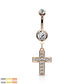 Bauchnabelpiercing Kristall Kreuz-Anhänger Nabelpiercing Chirurgenstahl Bananabell Silber Gold Roségold Clear Stab 1,6/10mm