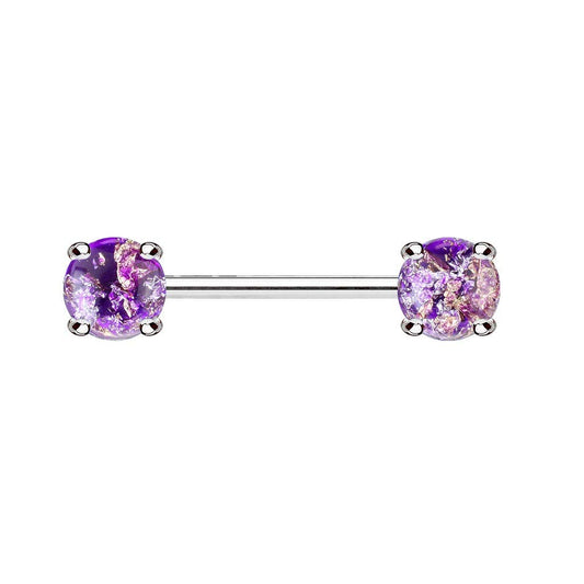 Brustwarzenpiercing Lava Glitzer Stein Brustpiercing Nippelpiercing Chirurgenstahl Silber Stabdicke 1,6mm Länge 14mm