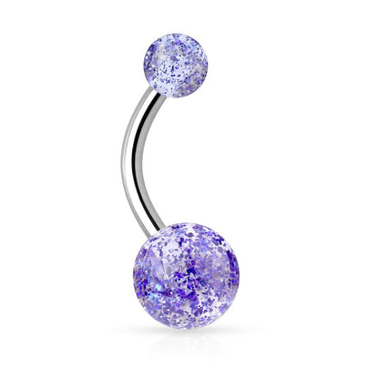 Bauchnabelpiercing GLITZERBALL 1,6mm 10mm Nabelpiercing Edelstahl Chirurgenstahl Bananabell Lila Blau Weiß Grün Schwarz Pink Rot