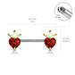 Brustwarzenpiercing Herz-Krone Brustpiercing Nippelpiercing Chirurgenstahl Silber Gold Roségold Stab 1,6/14mm