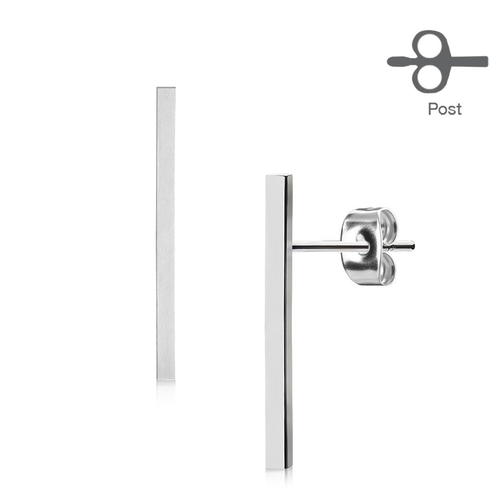1 Paar Ohrringe Set Stecker Edelstahl Chirurgenstahl Glatt Lang Bar silber roségold gold