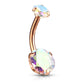 Bauchnabelpiercing 2 Regenbogen-Effekt Zirkonia Rund 8mm Nabelpiercing Chirurgenstahl Bananabell viele Farben Stab 1,6/10mm