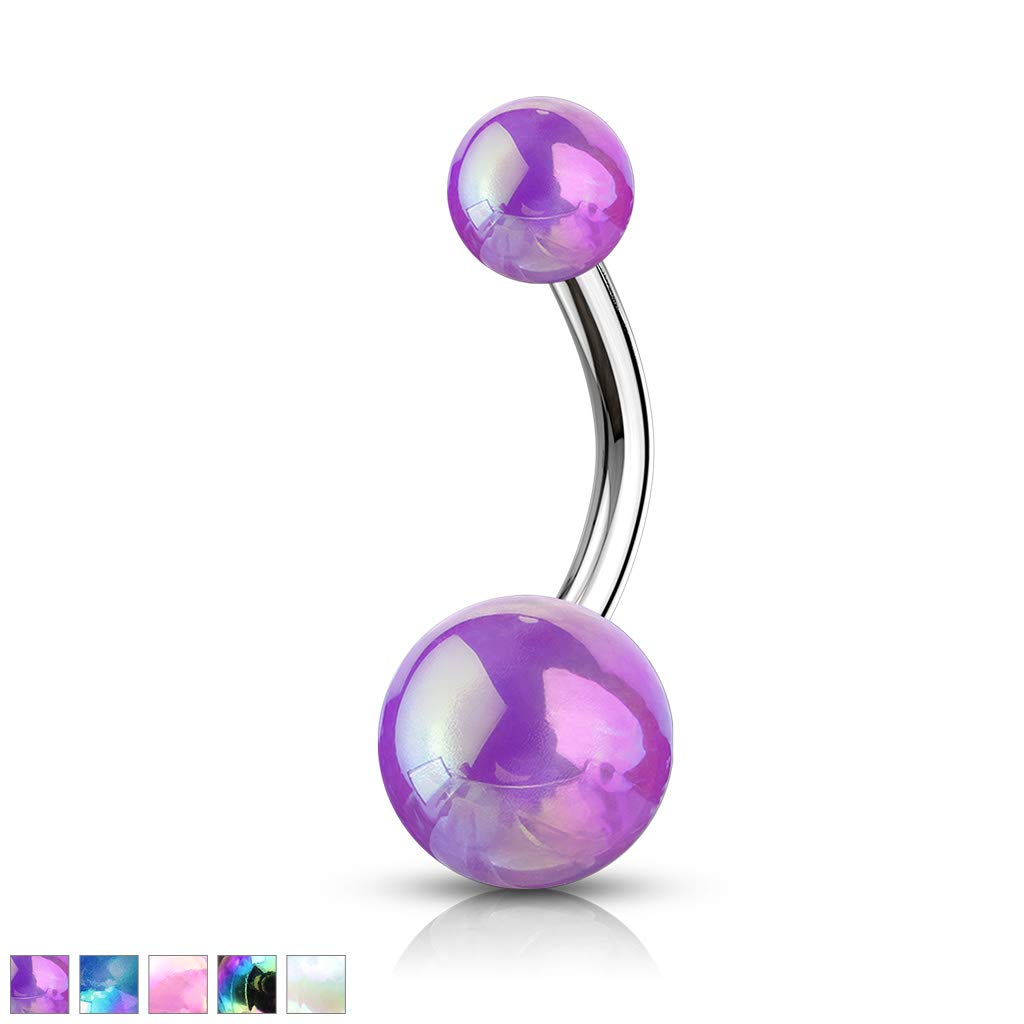 Bauchnabelpiercing Metallic Kugeln Nabelpiercing Chirurgenstahl Bananabell Acryl Silber Lila Blau Pink Weiß Regenbogen Stab 1,6/10mm
