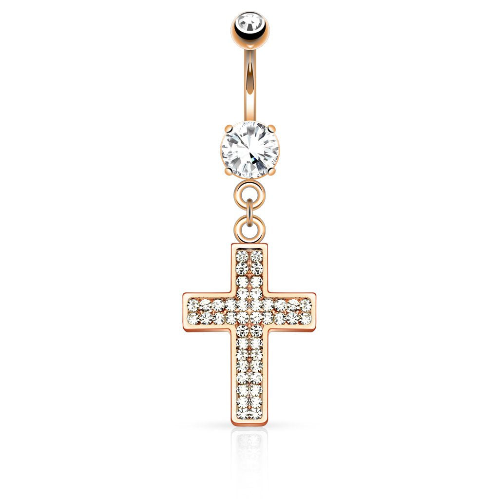 Bauchnabelpiercing Anhänger GLTIZERNDES Kreuz Set 1,6mm 10mm Nabelpiercing Edelstahl Chirurgenstahl Bananabell Zirkonia Clear