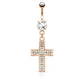 Bauchnabelpiercing Anhänger GLTIZERNDES Kreuz Set 1,6mm 10mm Nabelpiercing Edelstahl Chirurgenstahl Bananabell Zirkonia Clear