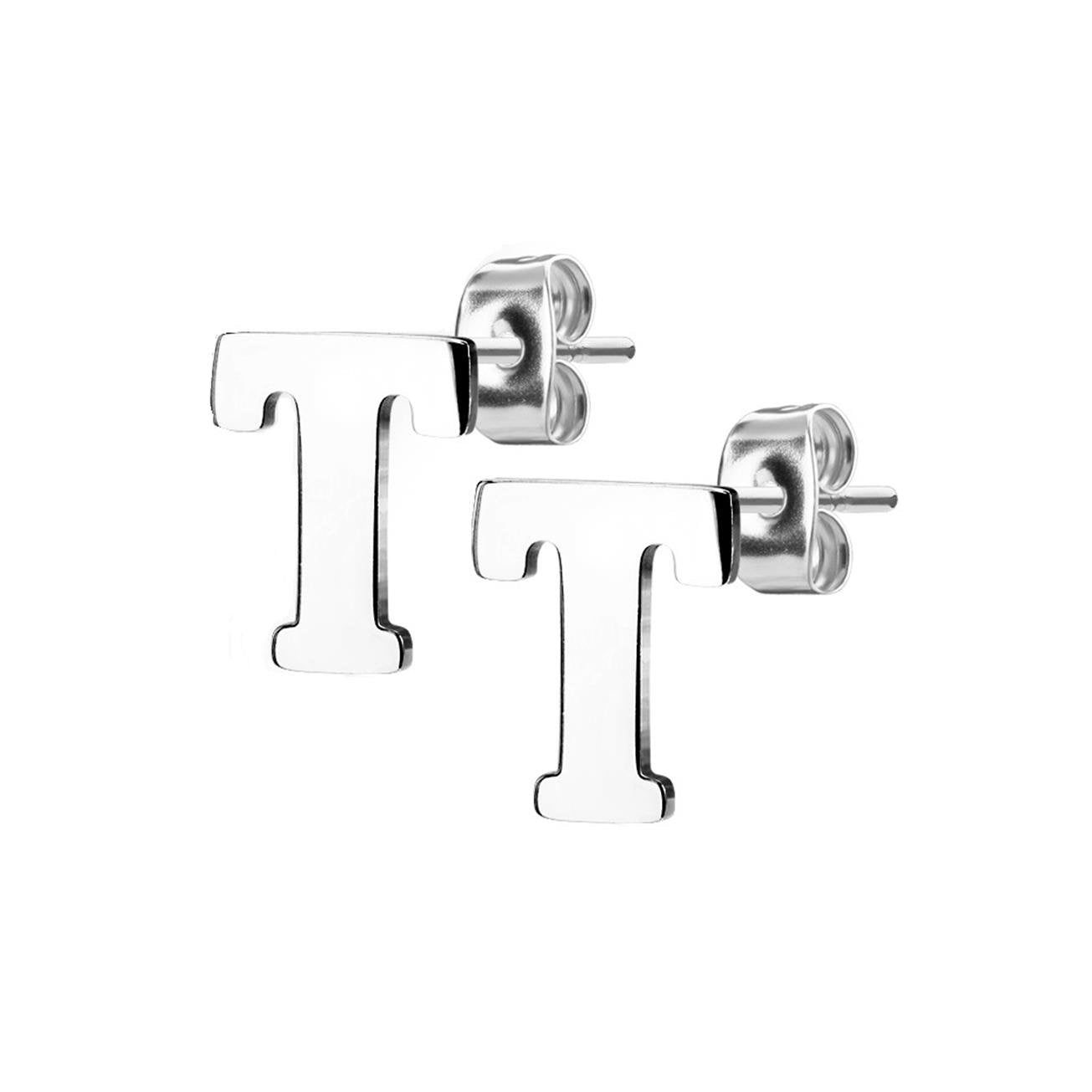 1 Paar Ohrstecker ALPHABET INITIALEN e Ohrringe Schmuck Set Edelstahl Silber Roségold