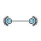 Brustwarzenpiercing Vintage Fächer Türkis Brustpiercing Nippelpiercing Chirurgenstahl Silber Stab 1,6/14mm