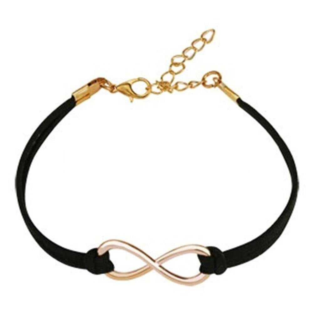 Wickelarmband Grosse UNENDLICHKEITS-Schleife Länge 230mm Breite 2,56mm verstellbar Karabinerverschluss Kunstleder Infinity