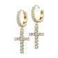 1 Paar Damen Creolen Ohrhänger Anhänger Kreuz Pavé Zirkonia Clear Ohrringe Ohrstecker Silber Gold