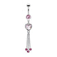 Bauchnabelpiercing Zirkonia Herz Ketten Anhänger Nabelpiercing Chirurgenstahl Bananabell Silber Clear Pink Aqua Stab 1,6/10mm