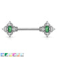 Brustwarzenpiercing Glitzer-Opal Blumen-Quadrat Brustpiercing Nippelpiercing Chirurgenstahl viele Farben Stab 1,6/14mm