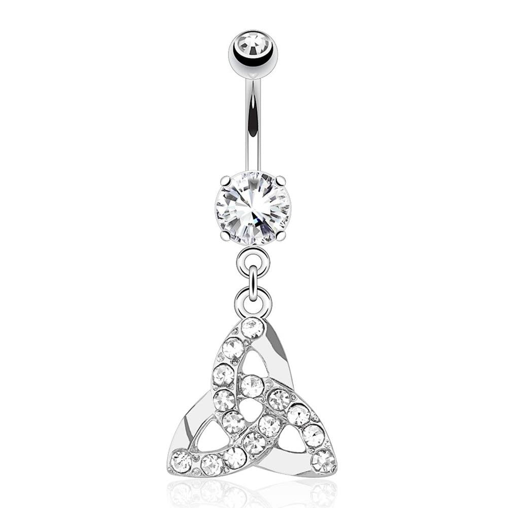 Bauchnabelpiercing Hamsa-Hand Anhänger 1,6mm 10mm Nabelpiercing Chirurgenstahl Bananabell Zirkonia 14 Karat Gold Silber Clear Aqua