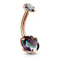 Bauchnabelpiercing 2 Regenbogen-Effekt Zirkonia Rund 8mm Nabelpiercing Chirurgenstahl Bananabell viele Farben Stab 1,6/10mm