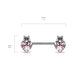 Brustwarzenpiercing Herz Katze Schwarz Brustpiercing Nippelpiercing Chirurgenstahl Silber Clear Pink Rot Stab 1,6/14mm