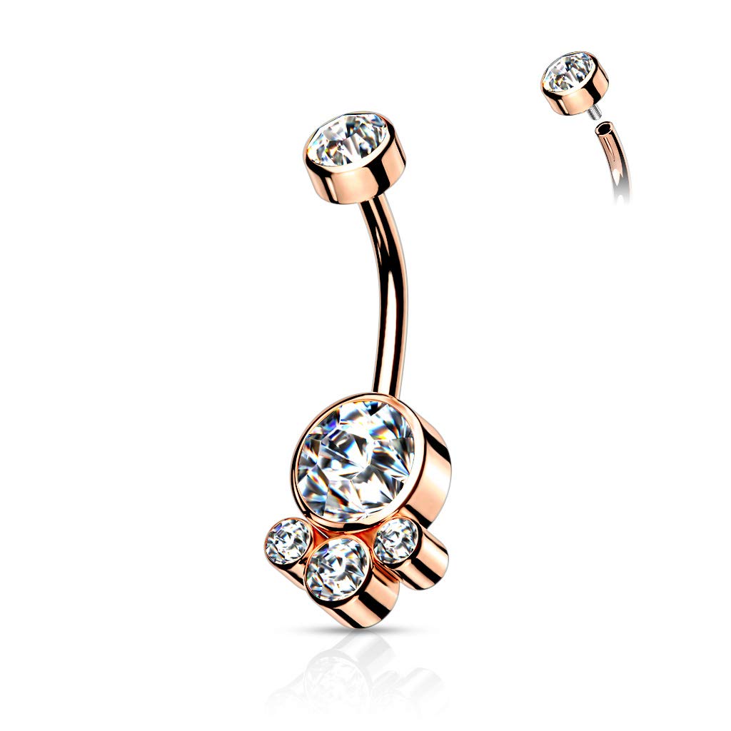 Bauchnabelpiercing Cluster Kristalle Rund Nabelpiercing Chirurgenstahl Bananabell viele Farben Stab 1,6/10mm