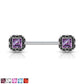 Brustwarzenpiercing Vintage Zirkonia-Quadrat Brustpiercing Nippelpiercing Chirurgenstahl viele Farben Stab 1,6/14mm